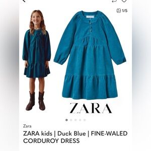 ZARA Kids Teal Blue Corduroy Dress